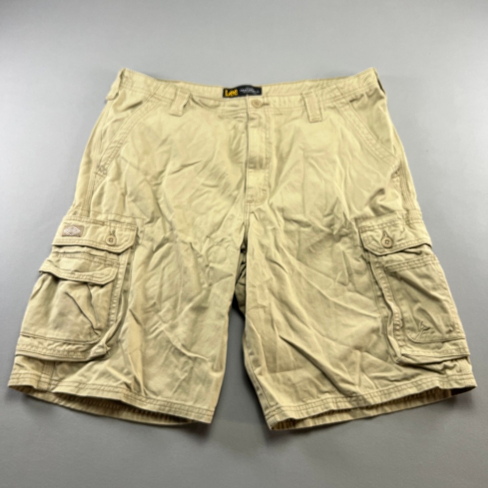 Lee Wyoming Cargo Shorts Mens 38 Beige Cotton Logo High Rise Trekking Camping